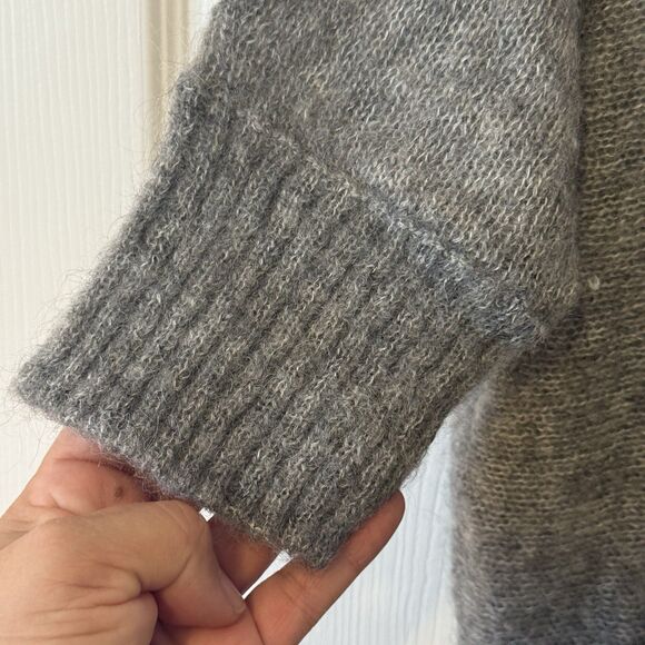 INNAMORATO Superkid Mohair & Merino Wool Gray Short Sleeve Sweater Size Small S - Picture 5 of 8